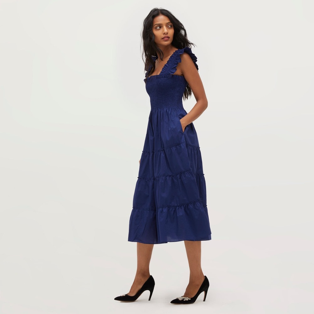 Hill House Ellie dress in navy cotton XXS